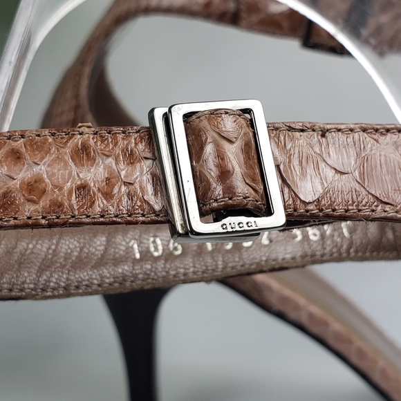 GUCCI Sandal Snake Skin Ankle Strap Heels sz 38.5 C US 8 - Picture 10 of 16